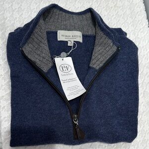 Neiman Marcus Men's Zip-Up Sweater in Blue and Gray